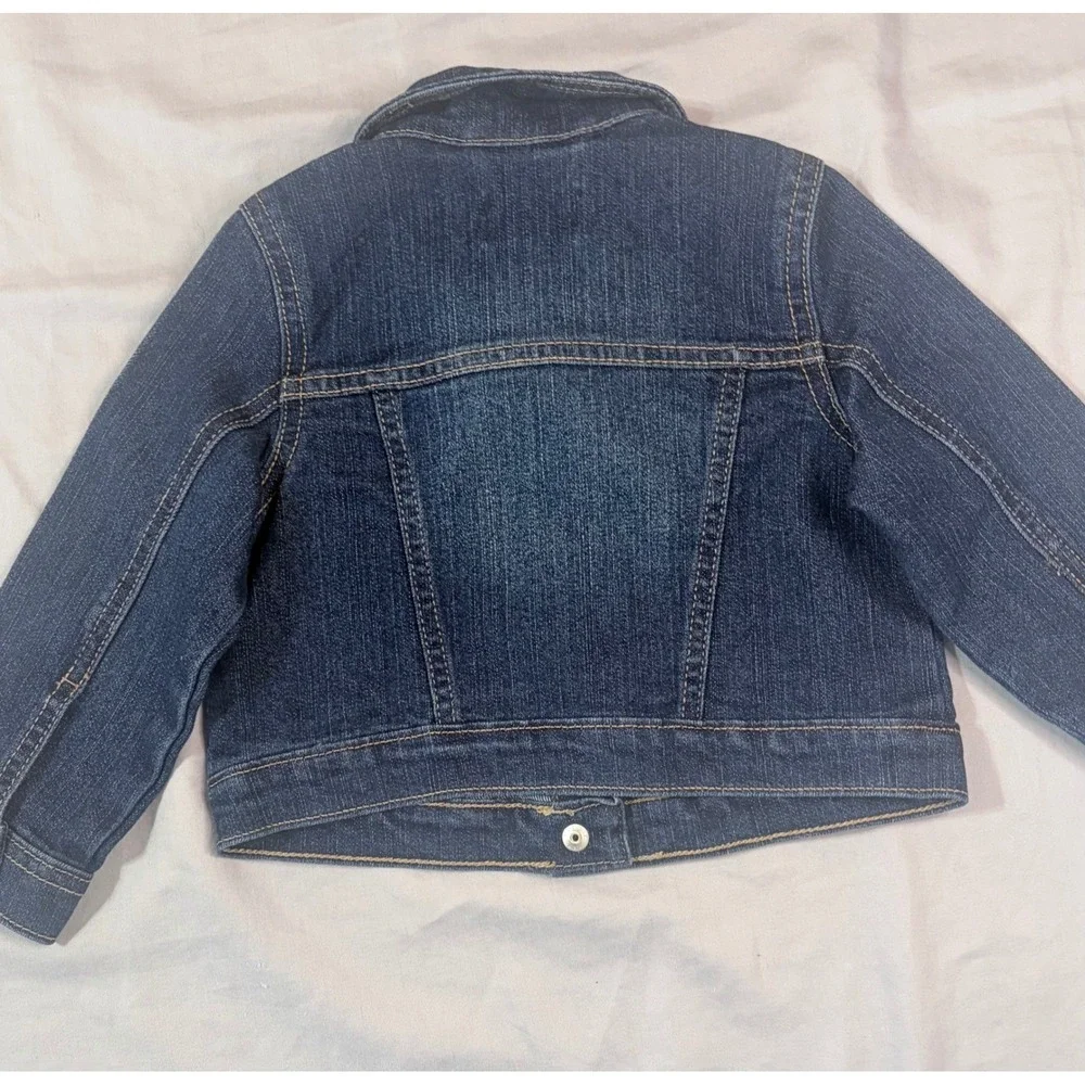 The Children's Place Girls Denim Jacket 18-24M Dark Wash Heart Buttons